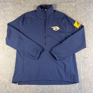 Adidas Jacket Men's L Nashville Predators  Navy Blue 1/4 Zip Pullover FJ1472